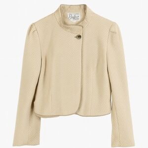 Vintage Jules Women's Cream Beige Textured Crop Jacket Blazer Size Small